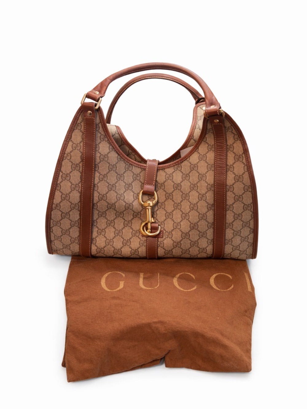 Gucci GG Canvas Shoulder Bag with Leather Trim | Dust Bag Included